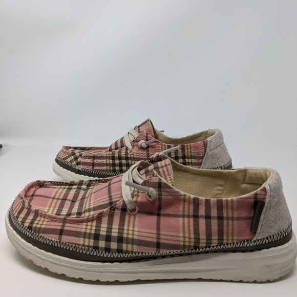 Hey Dude Shoes Womens Wendy Plaid Pink 
